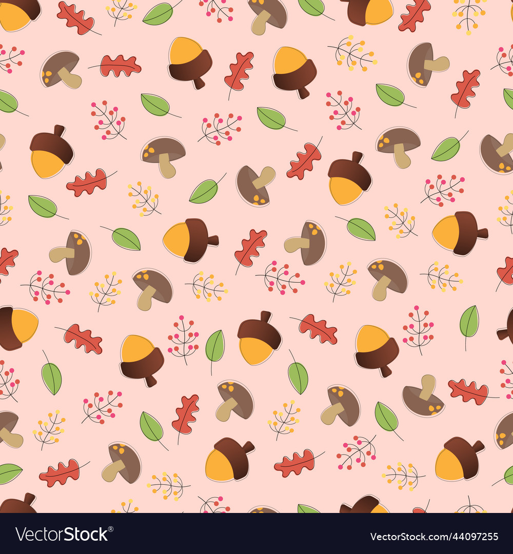 Autumn pattern elements on brown background