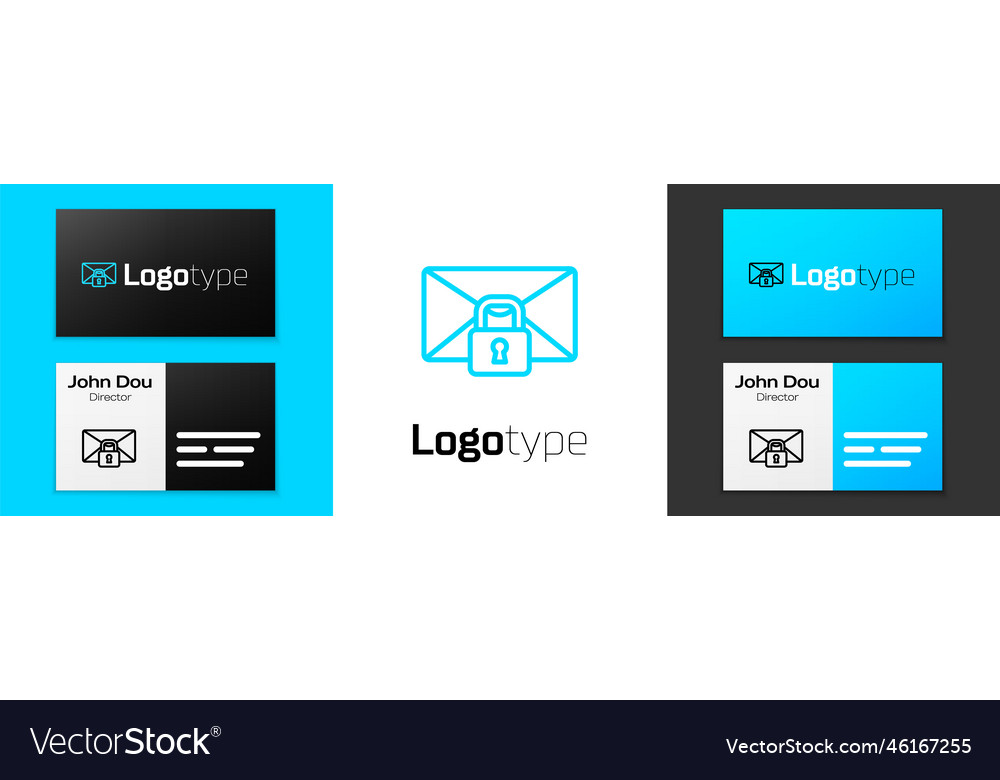 Blue line mail message lock password icon isolated vector image Blue line mail message lock password icon isolated