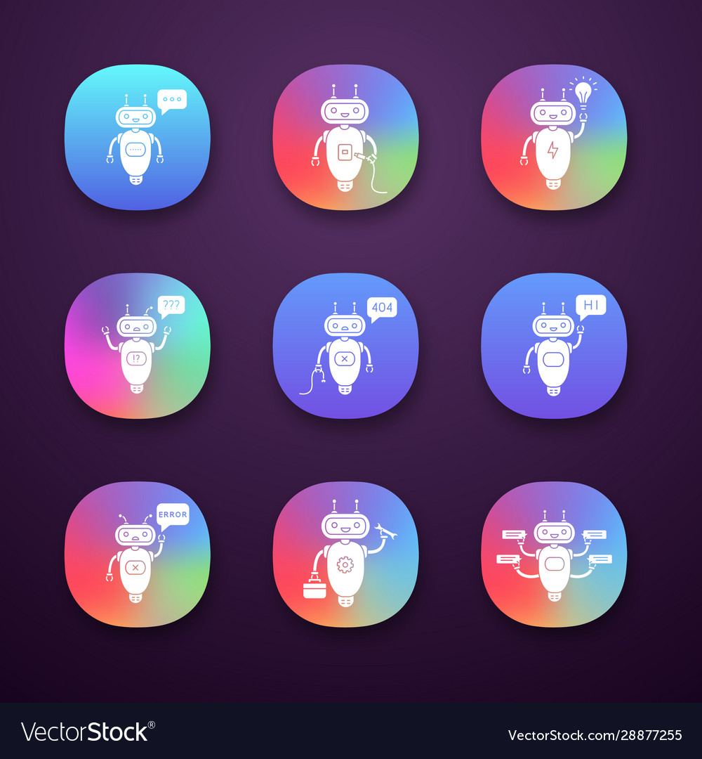 Chatbots app icons set Vector Image Chatbots app icons set