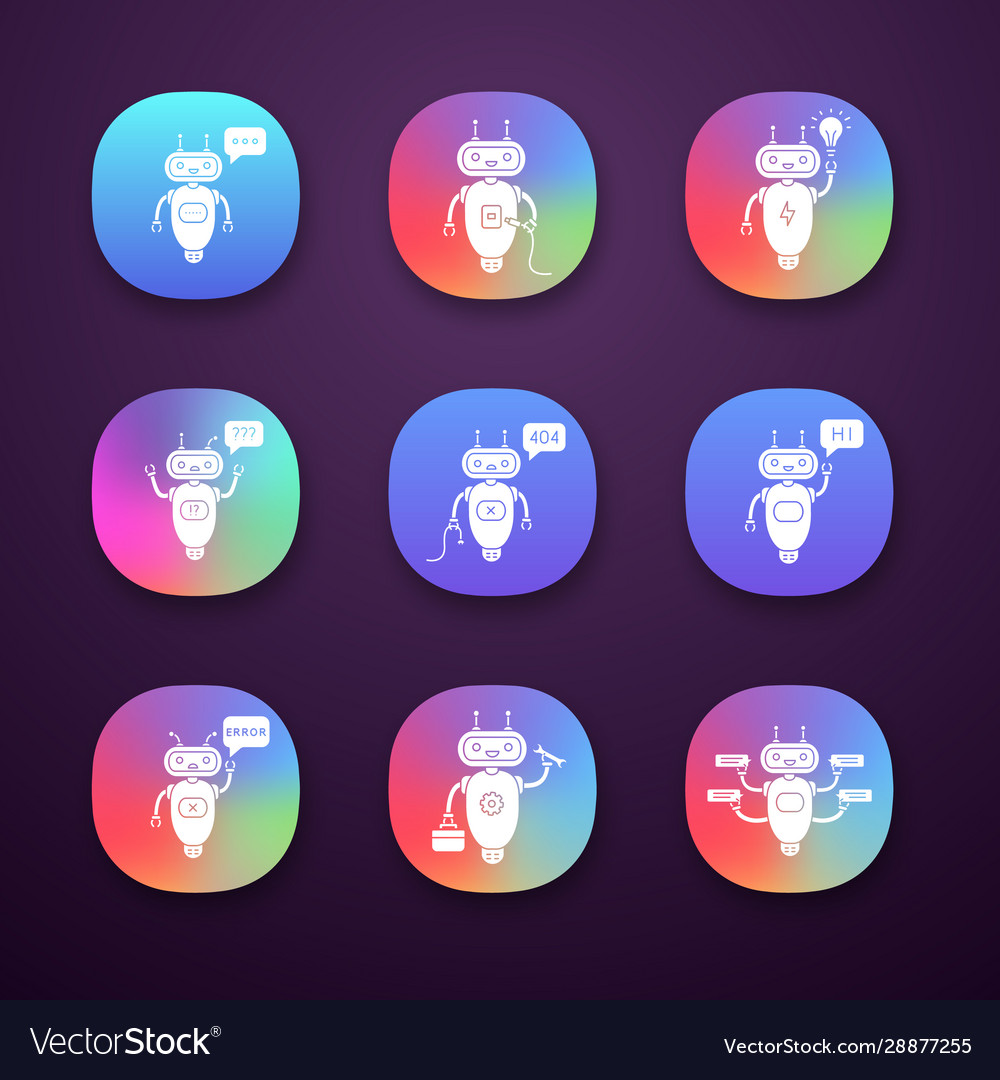 Chatbots app icons set
