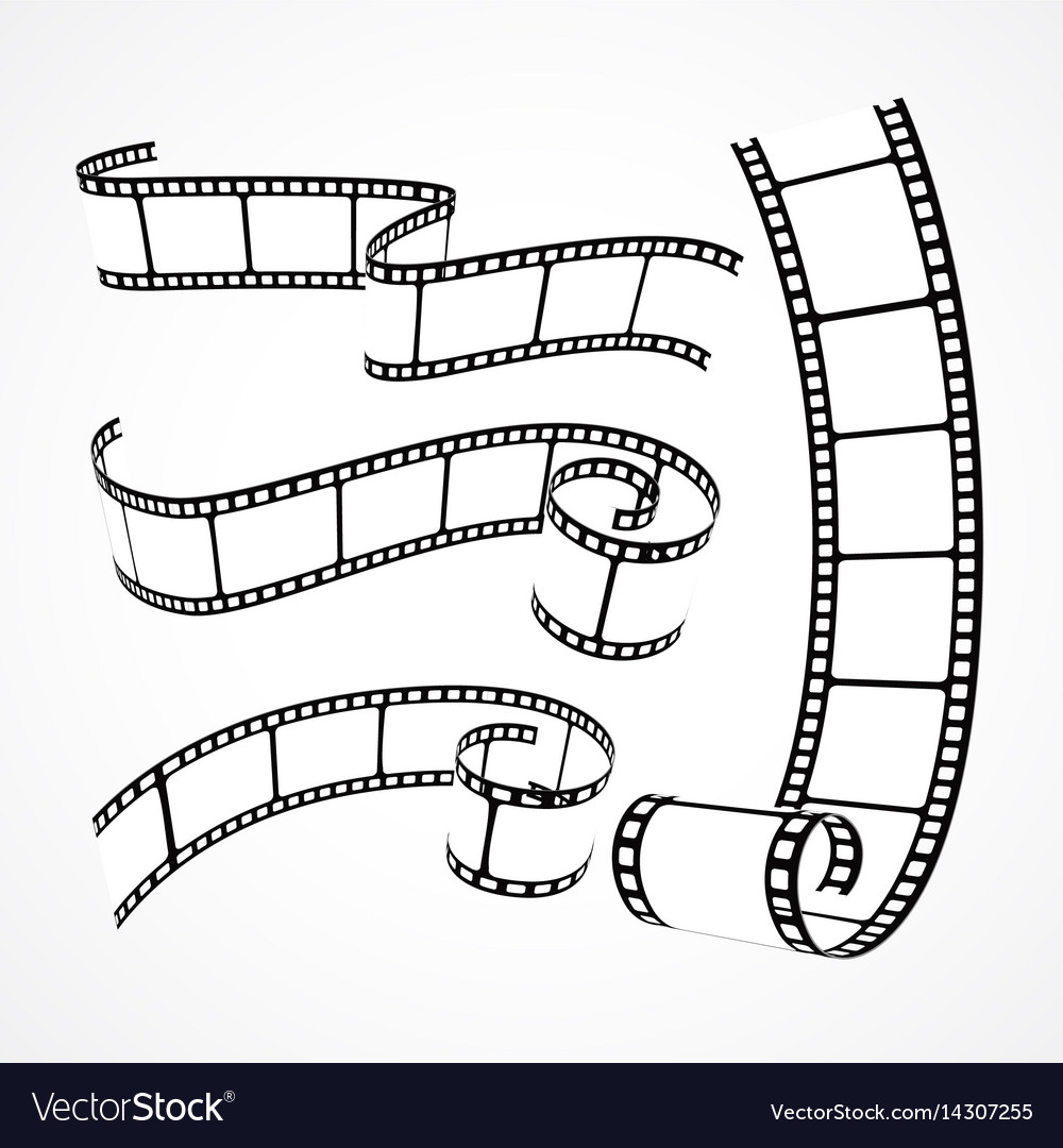 collection of 3d film strips on white background vector image film strips images