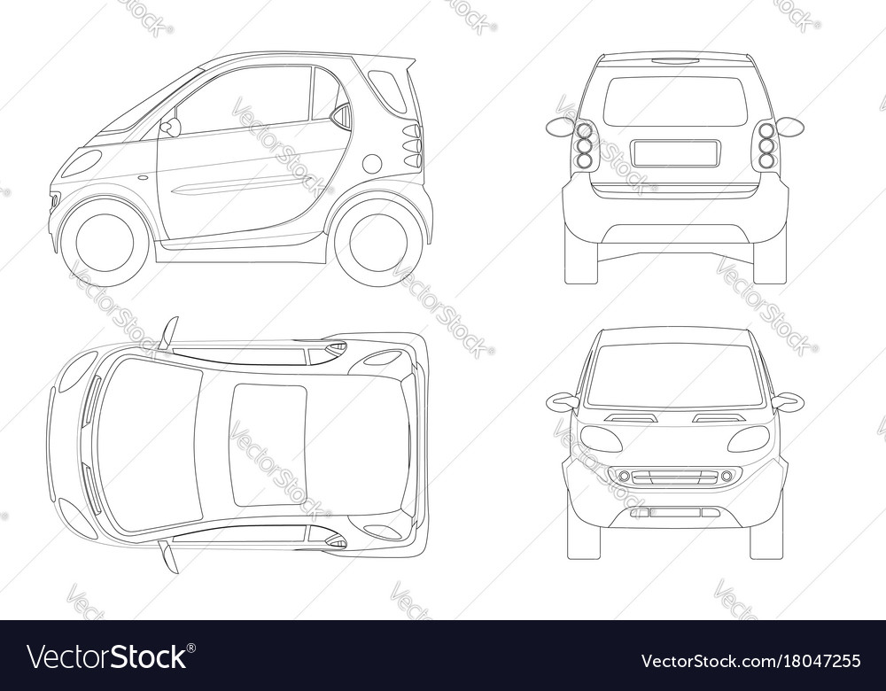 Compact smart car in outline small compact Vector Image