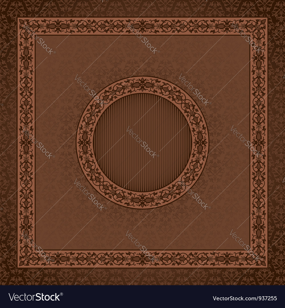 Damask Square Card with Round Frame