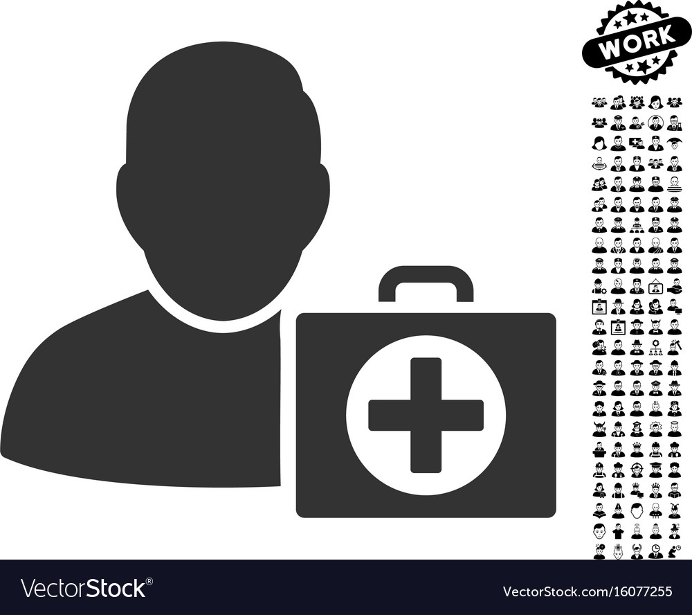 First aid man icon with men bonus Royalty Free Vector Image