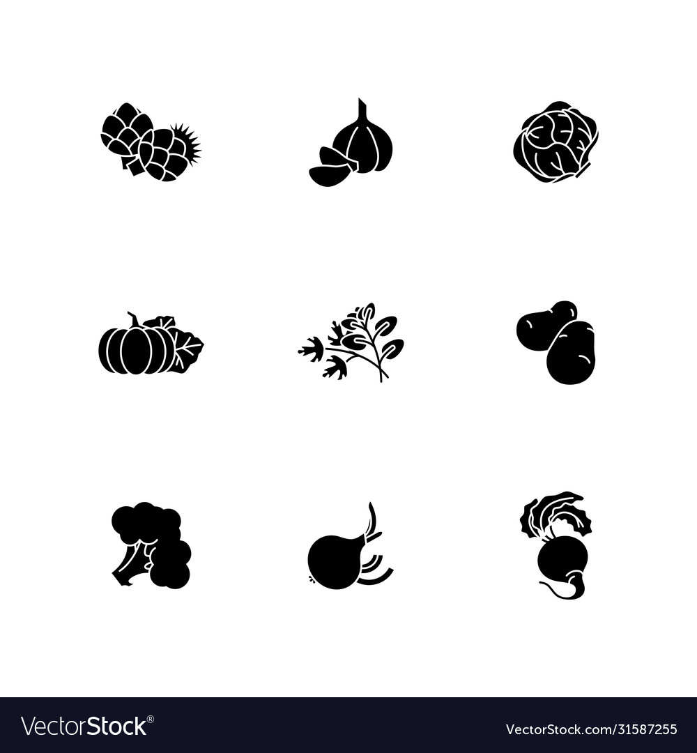 Frische Gemüseglyphen Icons - Gesundes Essen