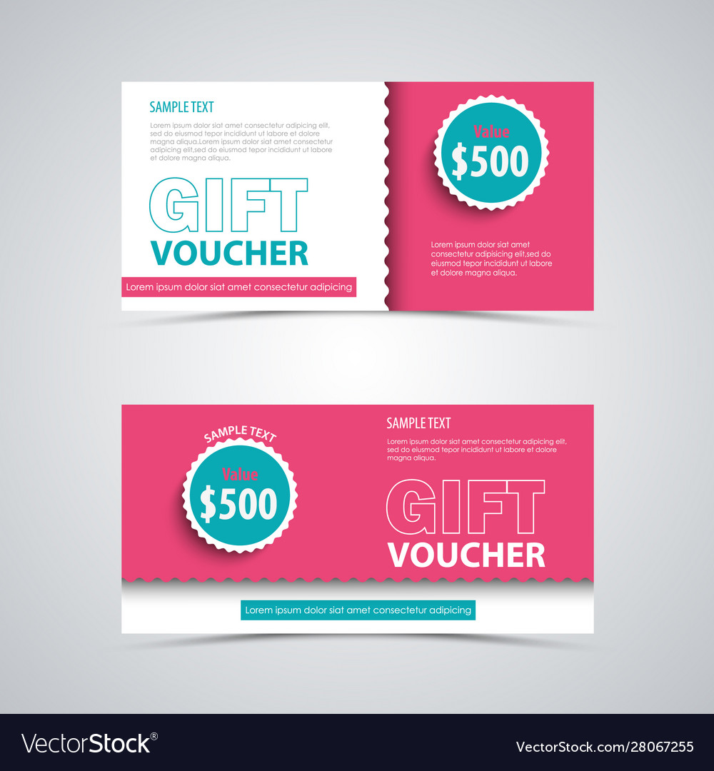 Gift voucher with retro elements in pink Vector Image