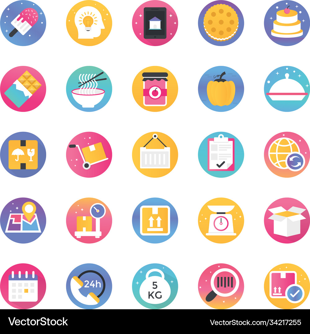 Gradient flat icons logistics Royalty Free Vector Image