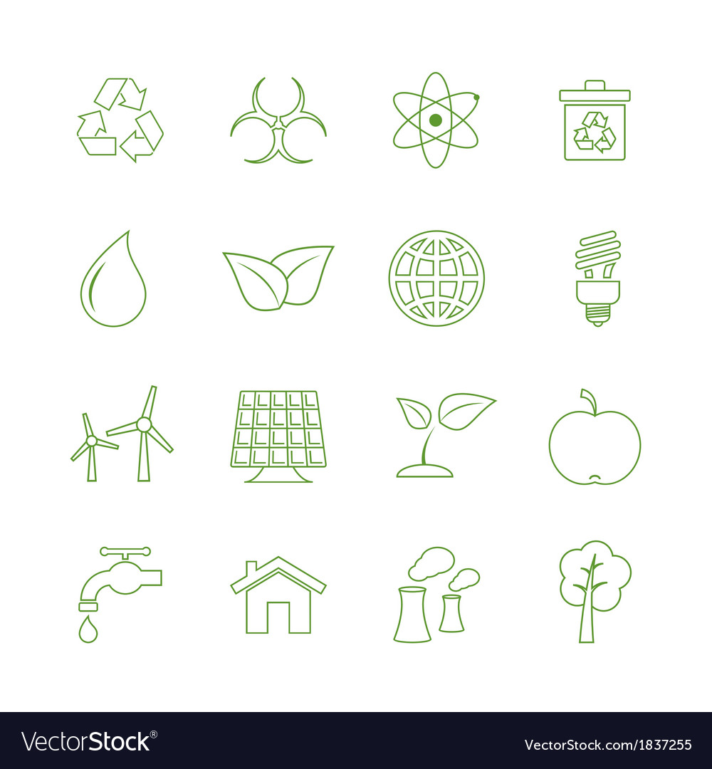 Green ecology icons set Royalty Free Vector Image