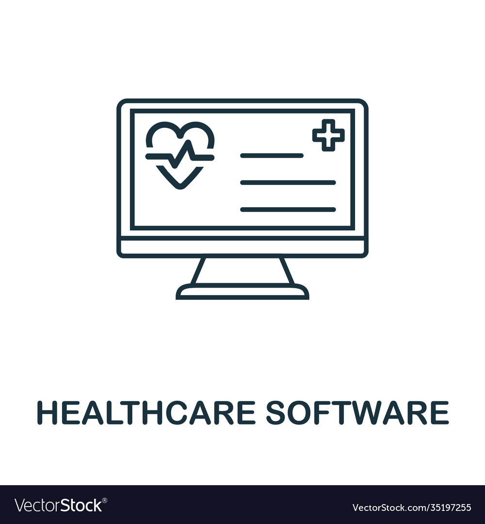 Healthcare software icon line style element from Vector Image