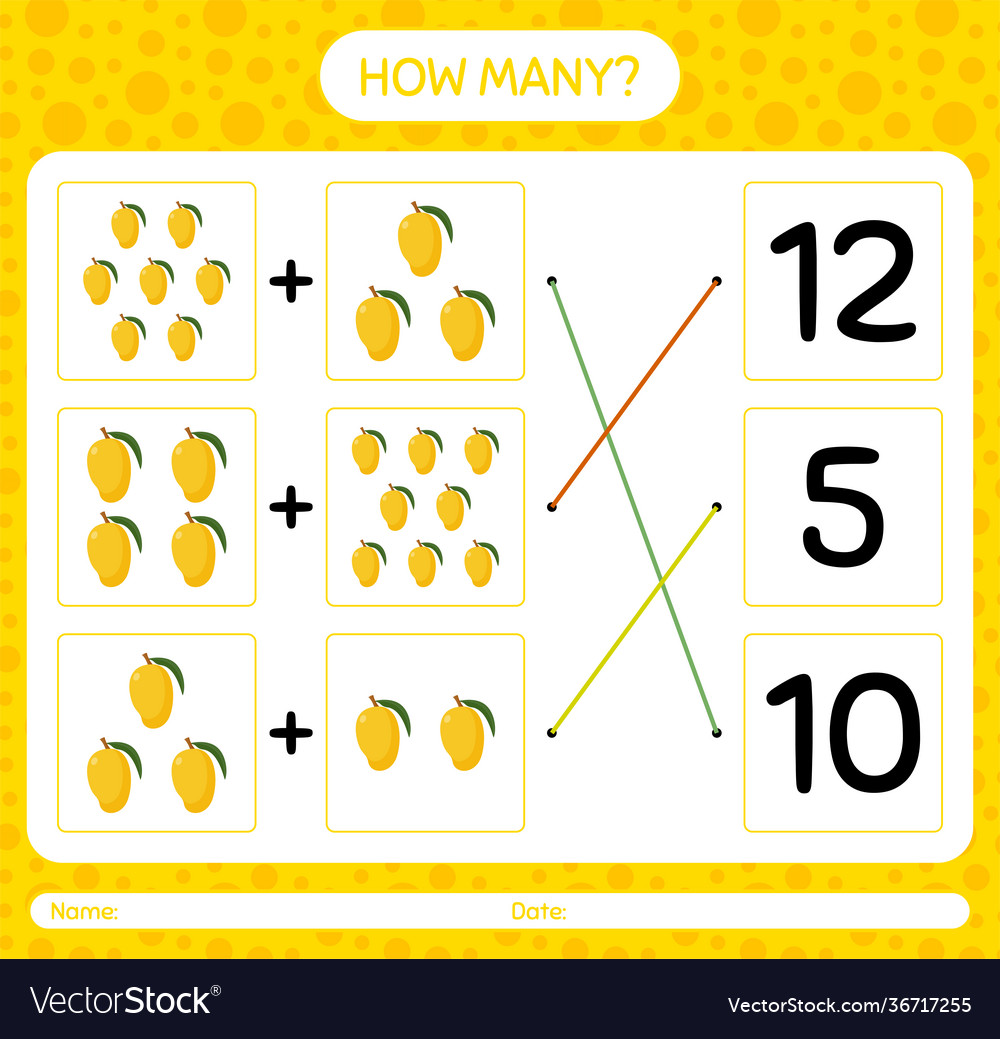 How many counting game with lemon worksheet vector image How many counting game with lemon worksheet
