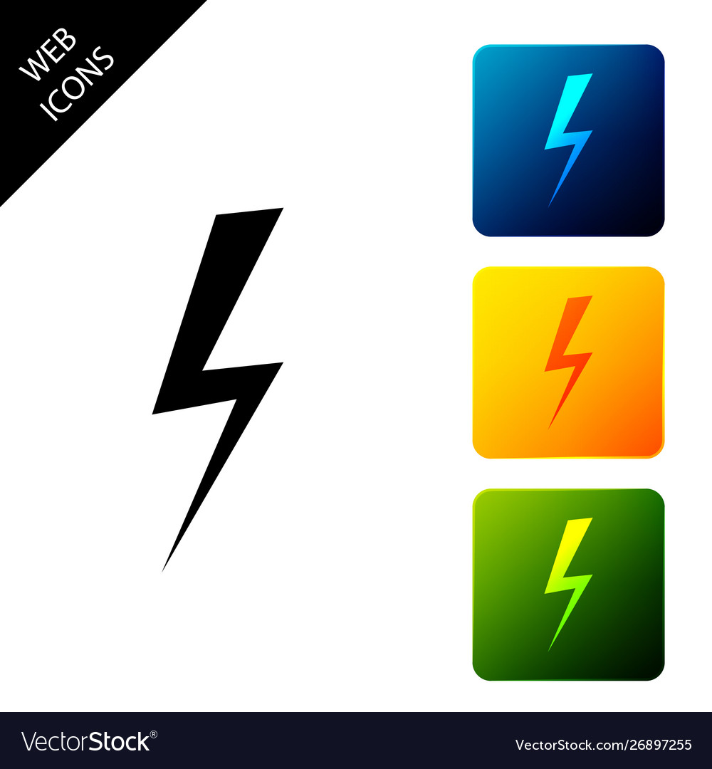 Lightning bolt icon isolated on white background