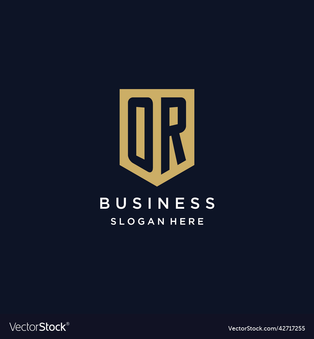 Monogram initials logo design with shield icon