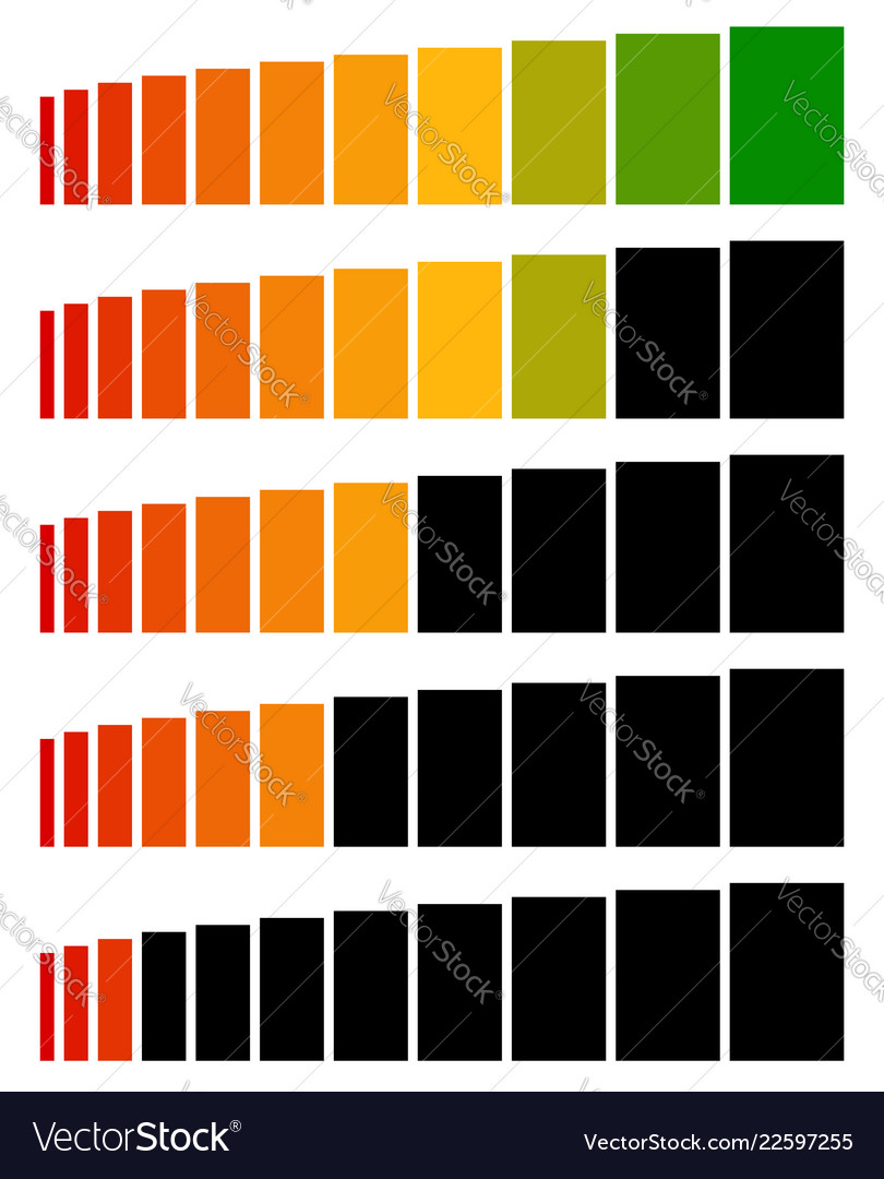 Progress level indicators in sequence from low vector image Progress level indicators in sequence from low