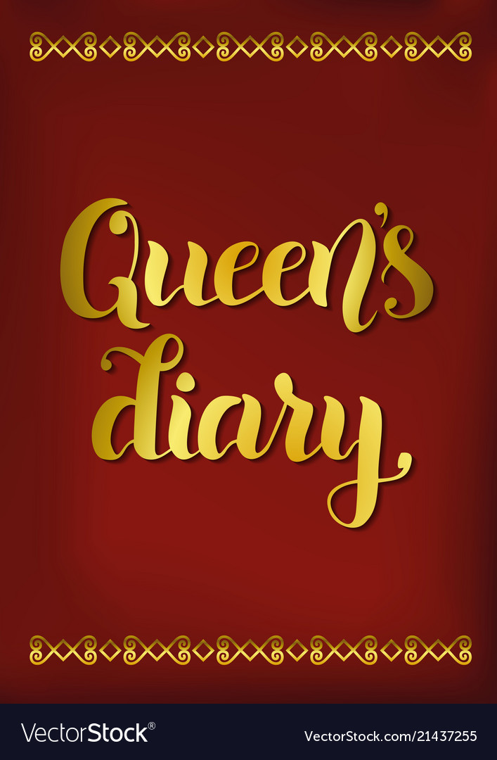 Queens diary in golden gradient on red Vector Image Queens diary in golden gradient on red