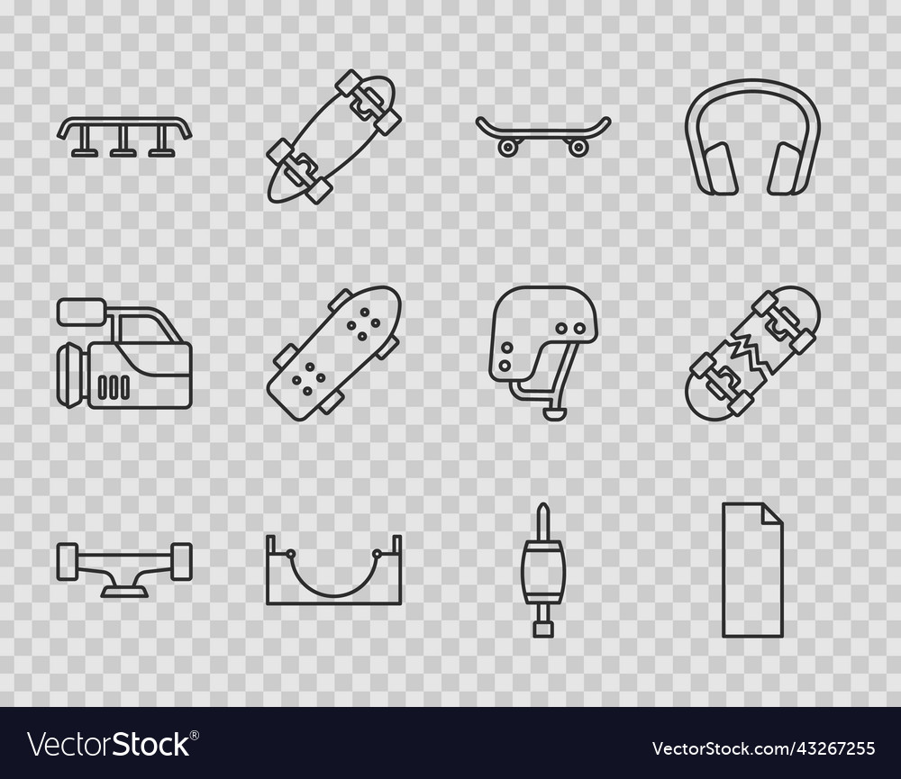 Set line skateboard wheel grip tape on skateboard Vector Image