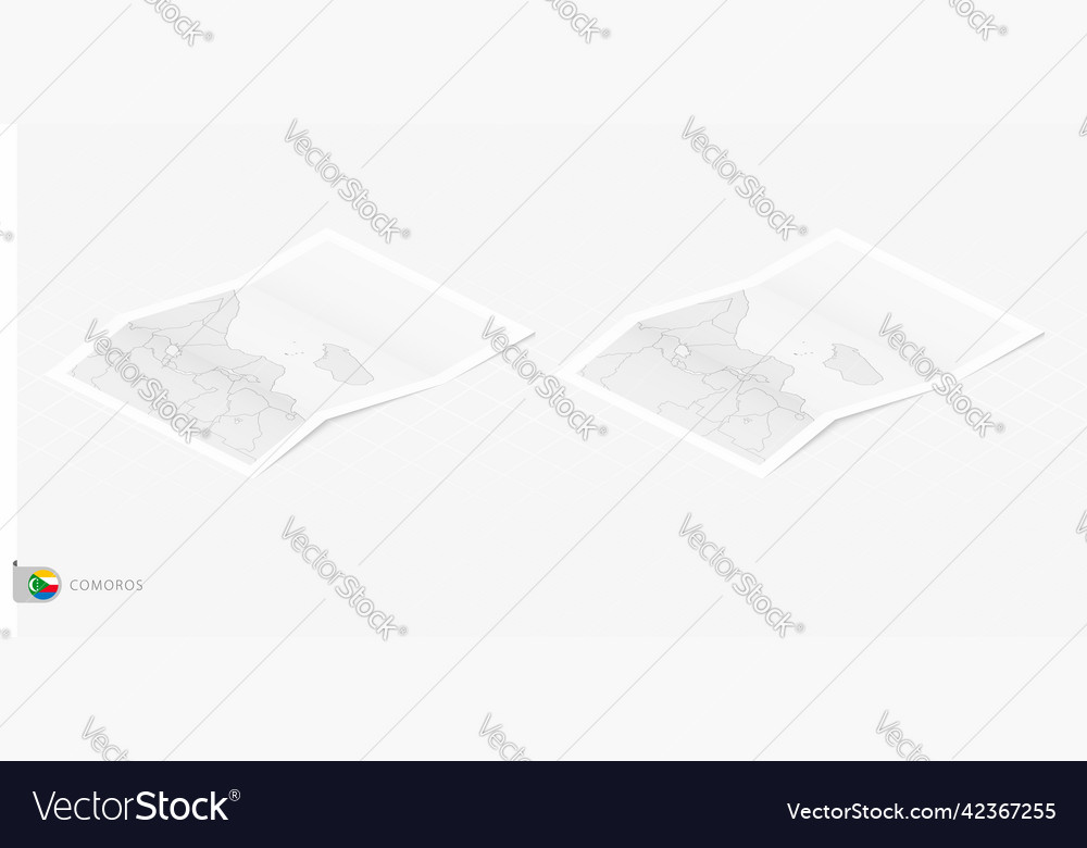Set of two realistic map comoros with shadow