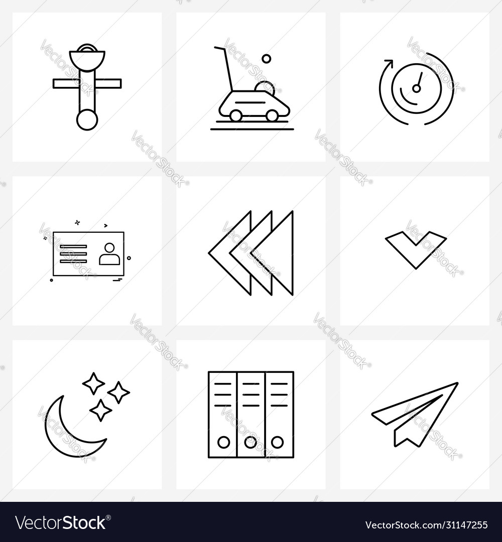 Simple set 9 line icons such as arrows profile