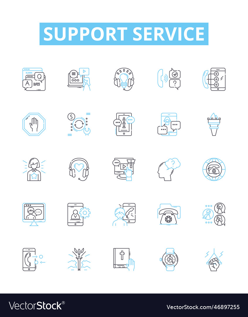 Support service line icons set