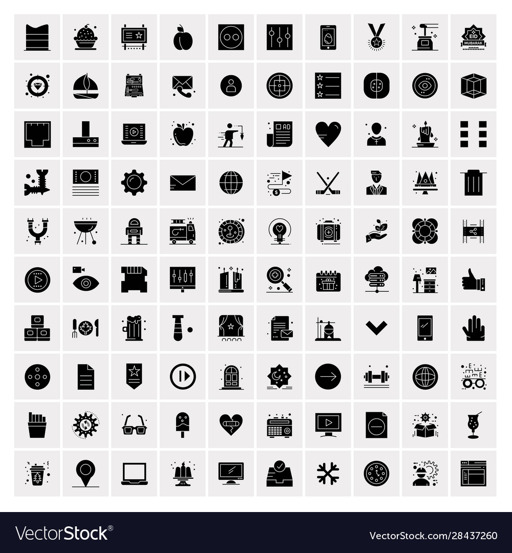 100 solid business icons for web and print
