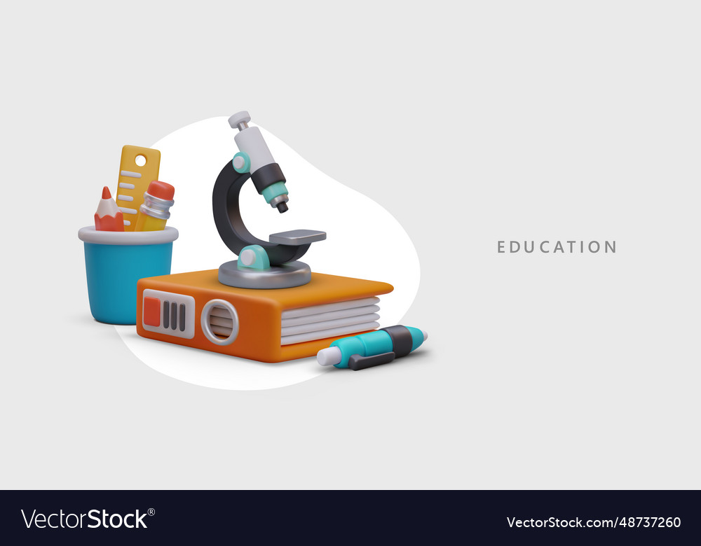 3d microscope big folder with paper and kit vector image 3d microscope big folder with paper and kit