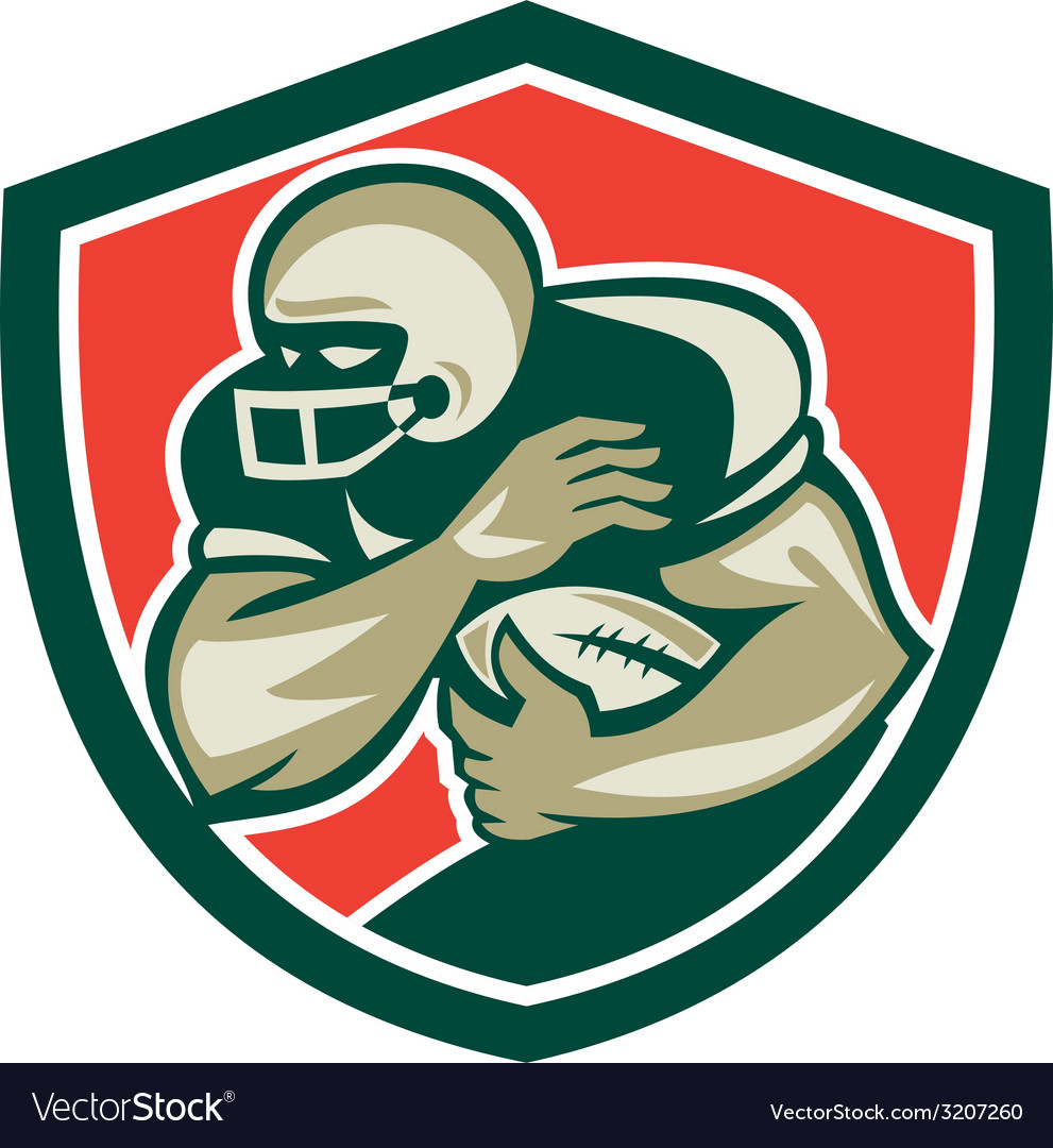 American Football Running Back Fending Shield Vector Image