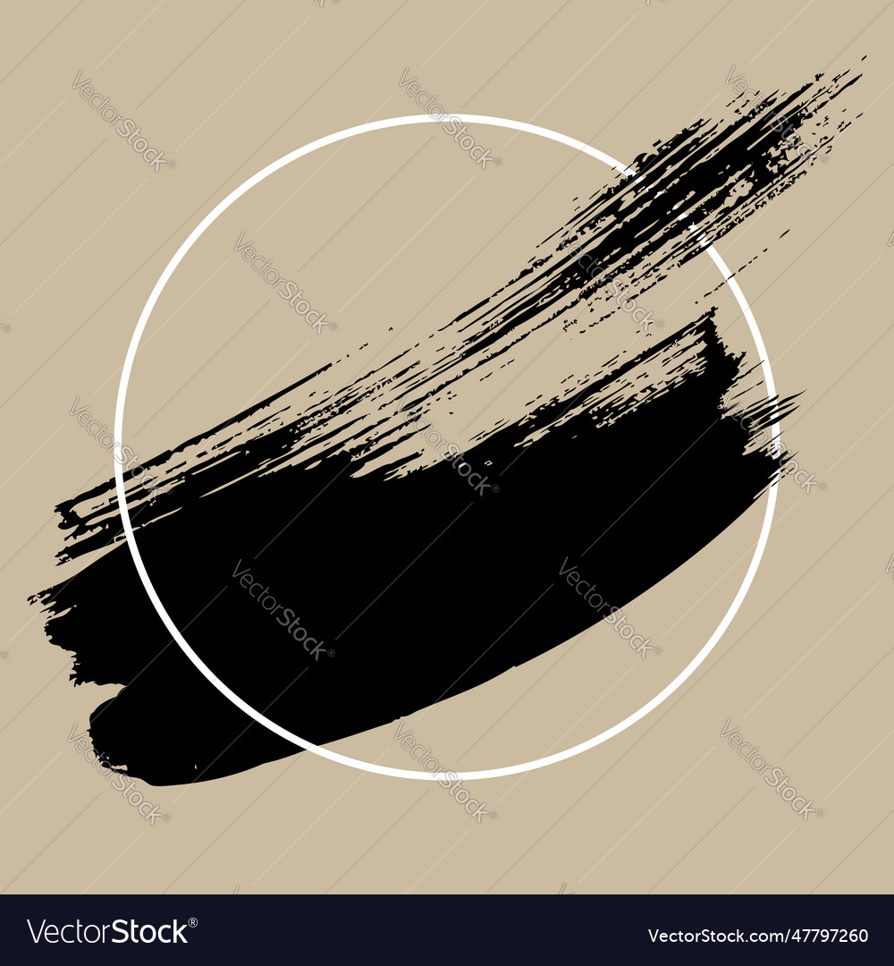 Brush stroke background with circle frame flat