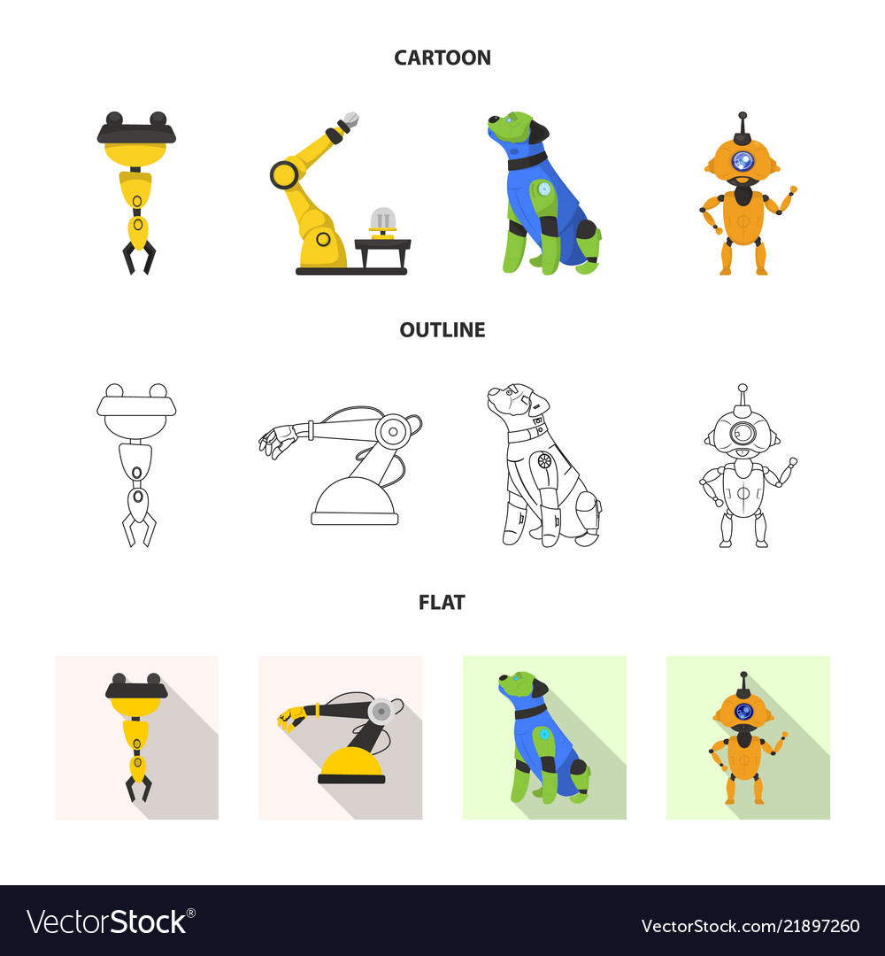 Design of robot and factory sign set vector image Design of robot and factory sign set