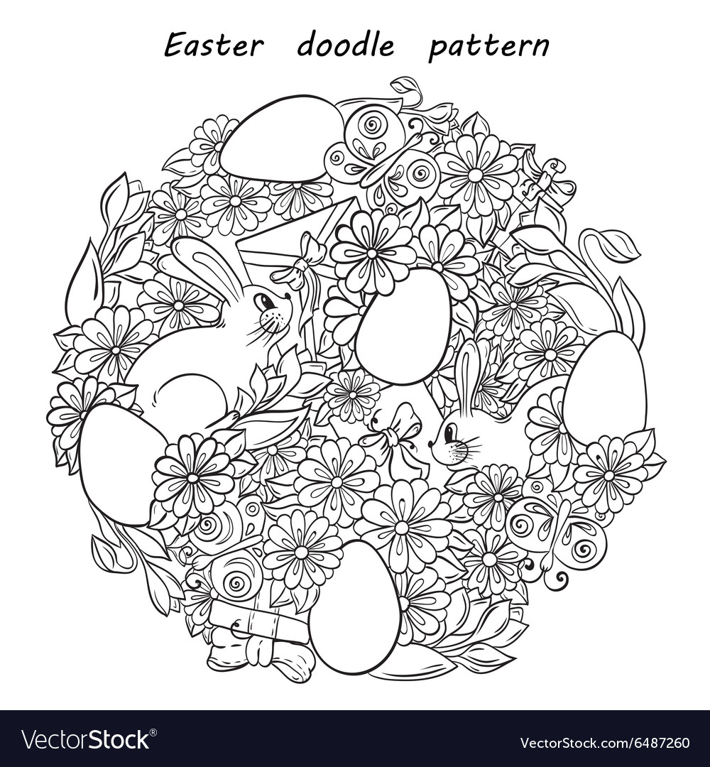 Floral doodle background pattern happy easter