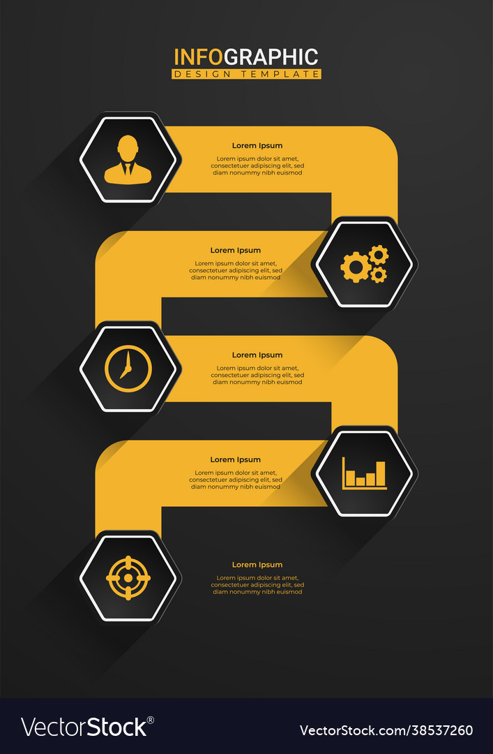 Hexagonal options with bold paths and icons