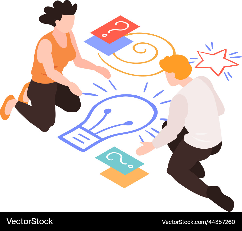 Isometric teamwork concept Royalty Free Vector Image