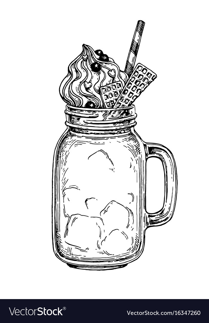 Premium Vector, Hand drawn sketch of summer milkshake