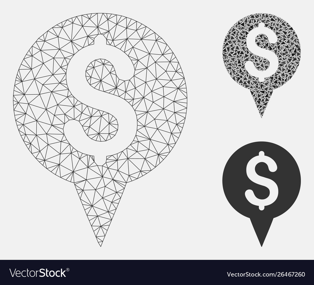 Money map marker mesh 2d model and triangle