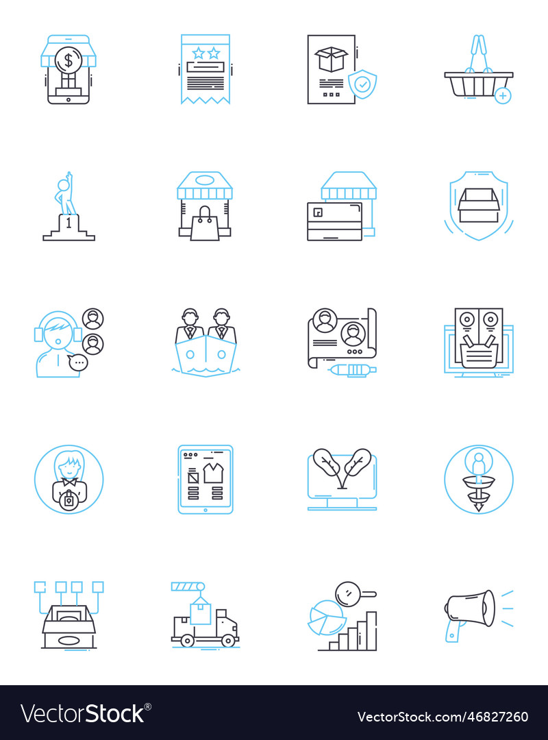 Online communication linear icons set messaging vector image Online communication linear icons set messaging