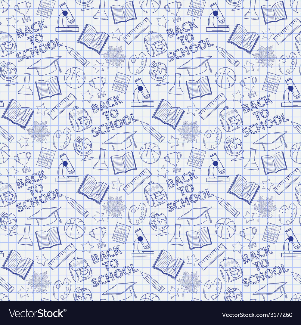 Seamless pattern with school elements