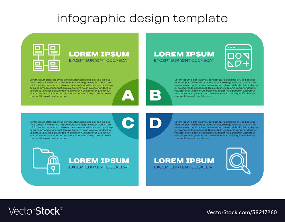 Set line folder and lock hierarchy organogram vector image Set line folder and lock hierarchy organogram