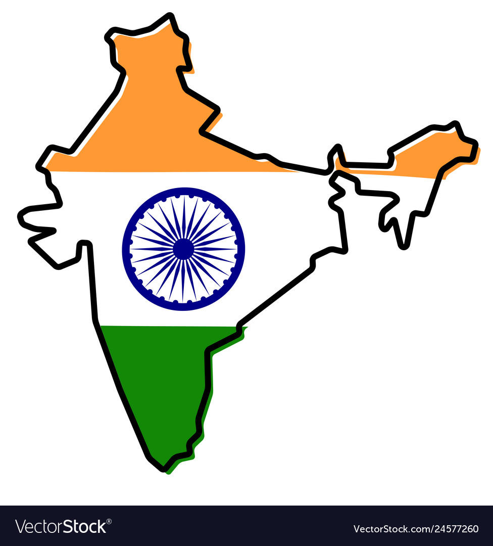 Simplified map india outline with slightly Vector Image