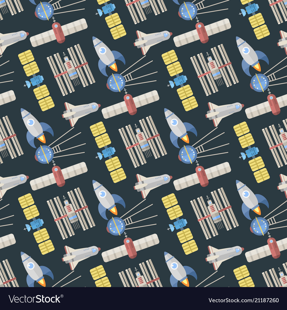 Stylish space ship seamless pattern background vector image Stylish space ship seamless pattern background