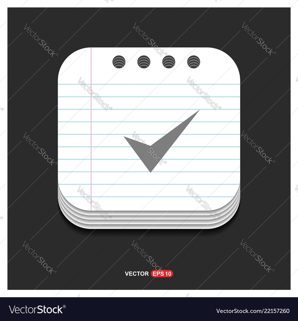 Tick icon gray on notepad style template eps