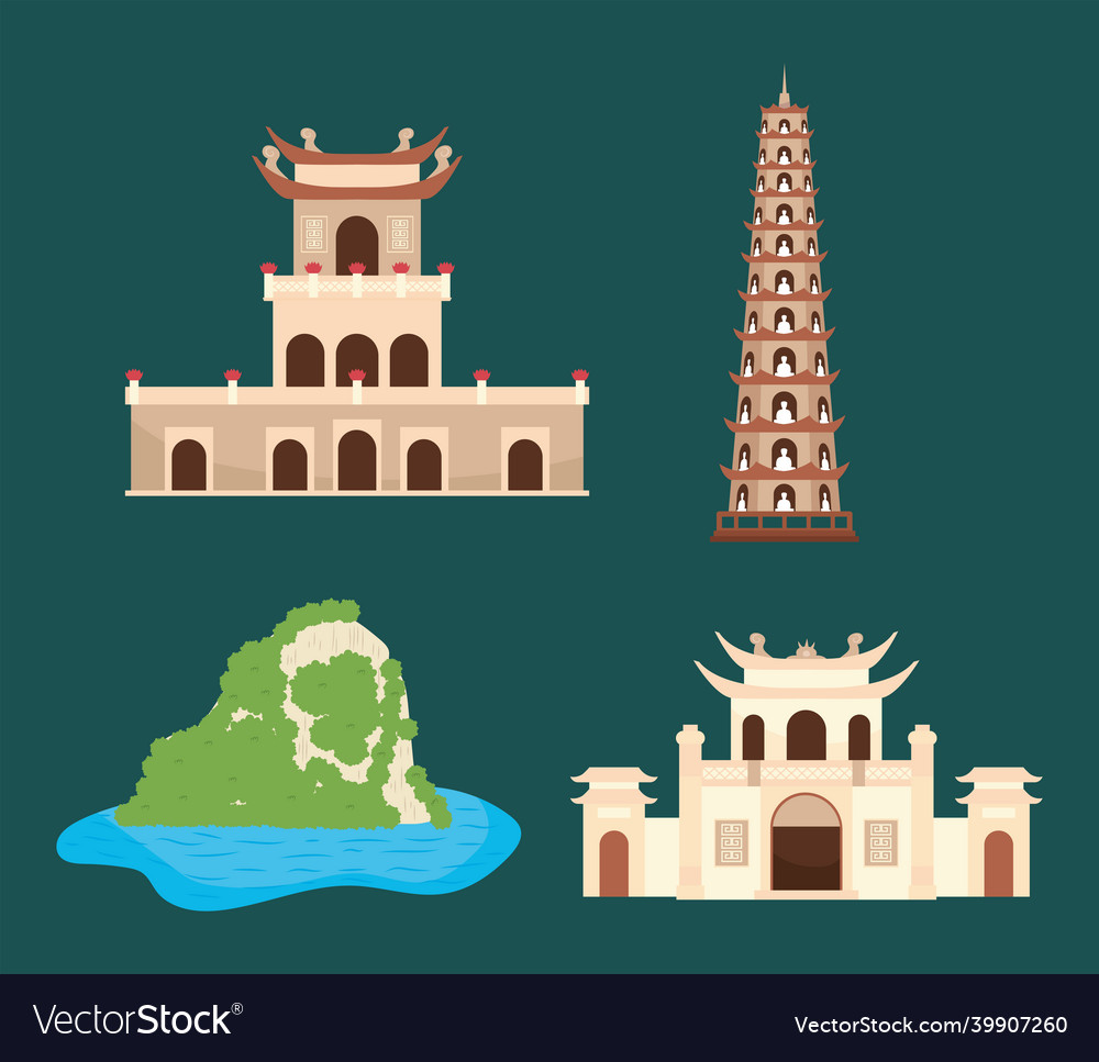 Vietnam architecture and landmark Royalty Free Vector Image