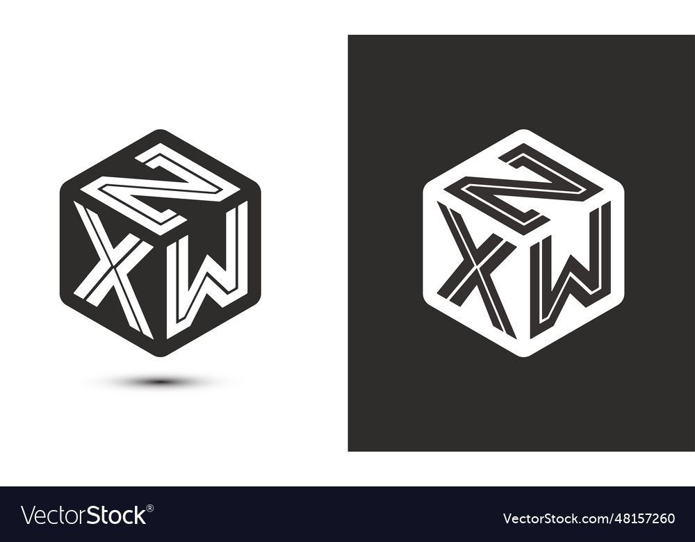 Zxw letter logo design with cube modern