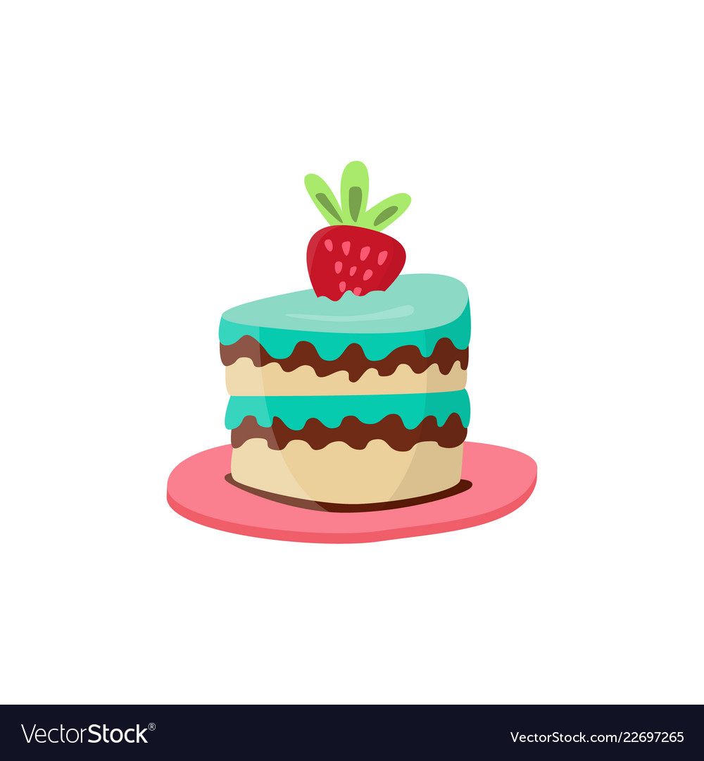 A small pie with big strawberry Royalty Free Vector Image