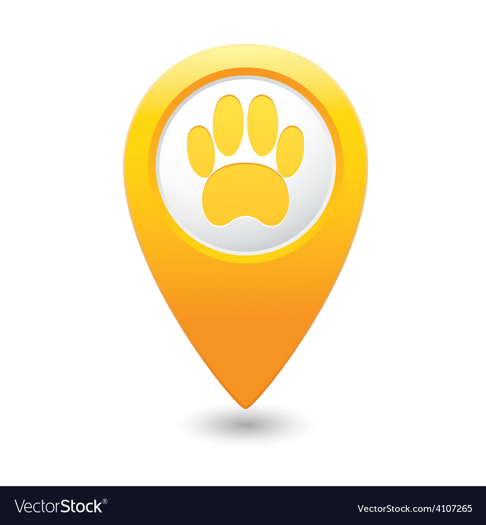 Animal footstep map pointer yellow