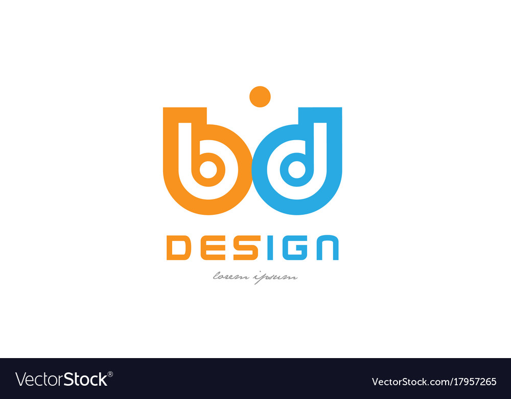 Bd b d orange blue alphabet letter logo