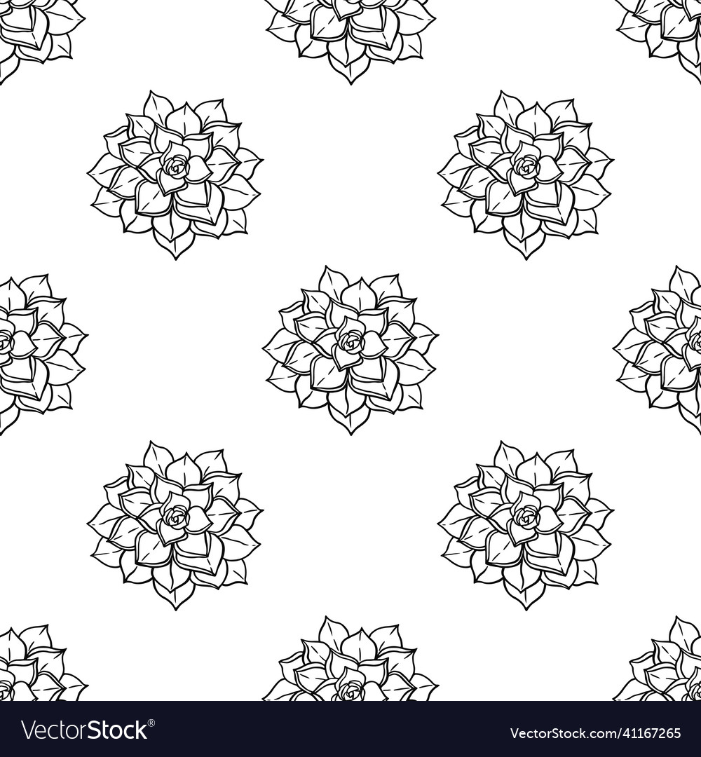 Botanical seamless pattern with echeveria