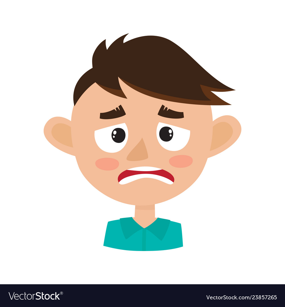 Boy Upset Face Expression Cartoon Royalty Free Vector Image