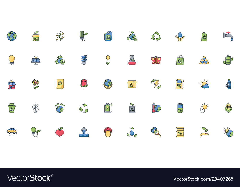 Bundle environment set icons Vector Image Bundle environment set icons