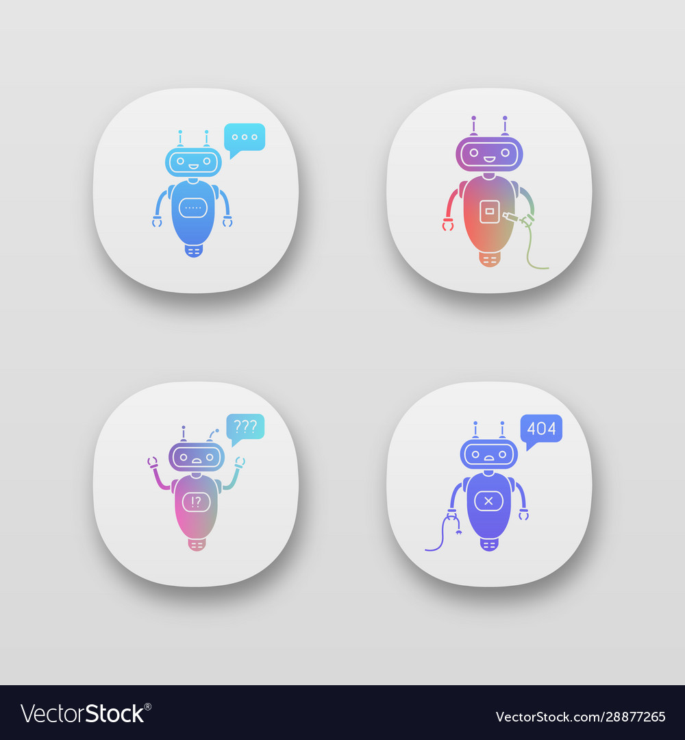 Chatbots app icons set vector image Chatbots app icons set