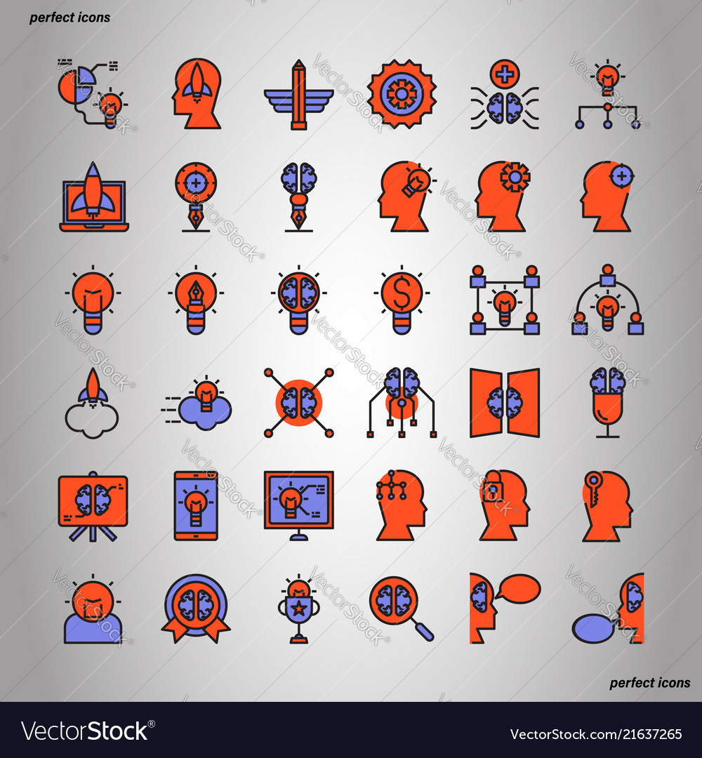 Creative and design color line icons perfect pixel vector image Creative and design color line icons perfect pixel