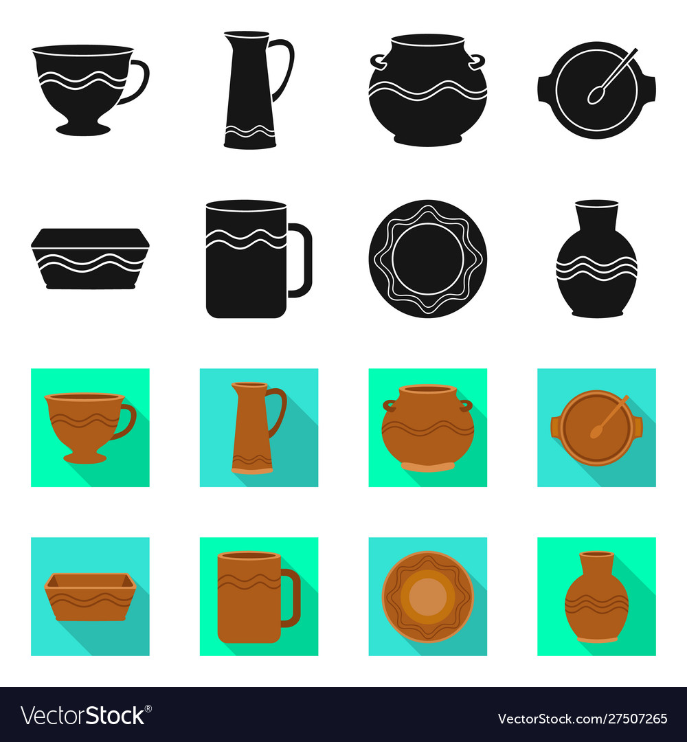 Design pottery and ware icon set