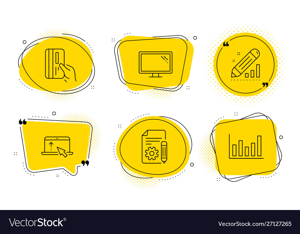Documentation monitor and edit statistics icons vector image Documentation monitor and edit statistics icons
